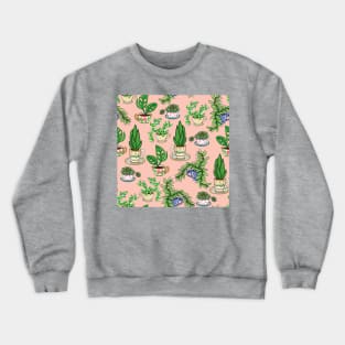 Teacup Plants Pattern in Pink Crewneck Sweatshirt